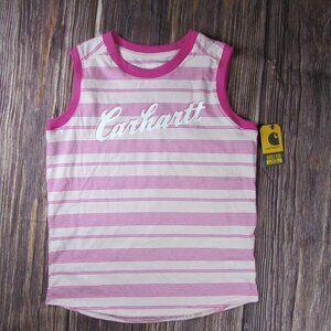Carthartt Girl's Graphic Sleeveless Crewneck Striped T-Shirt Tank Top Strawberry